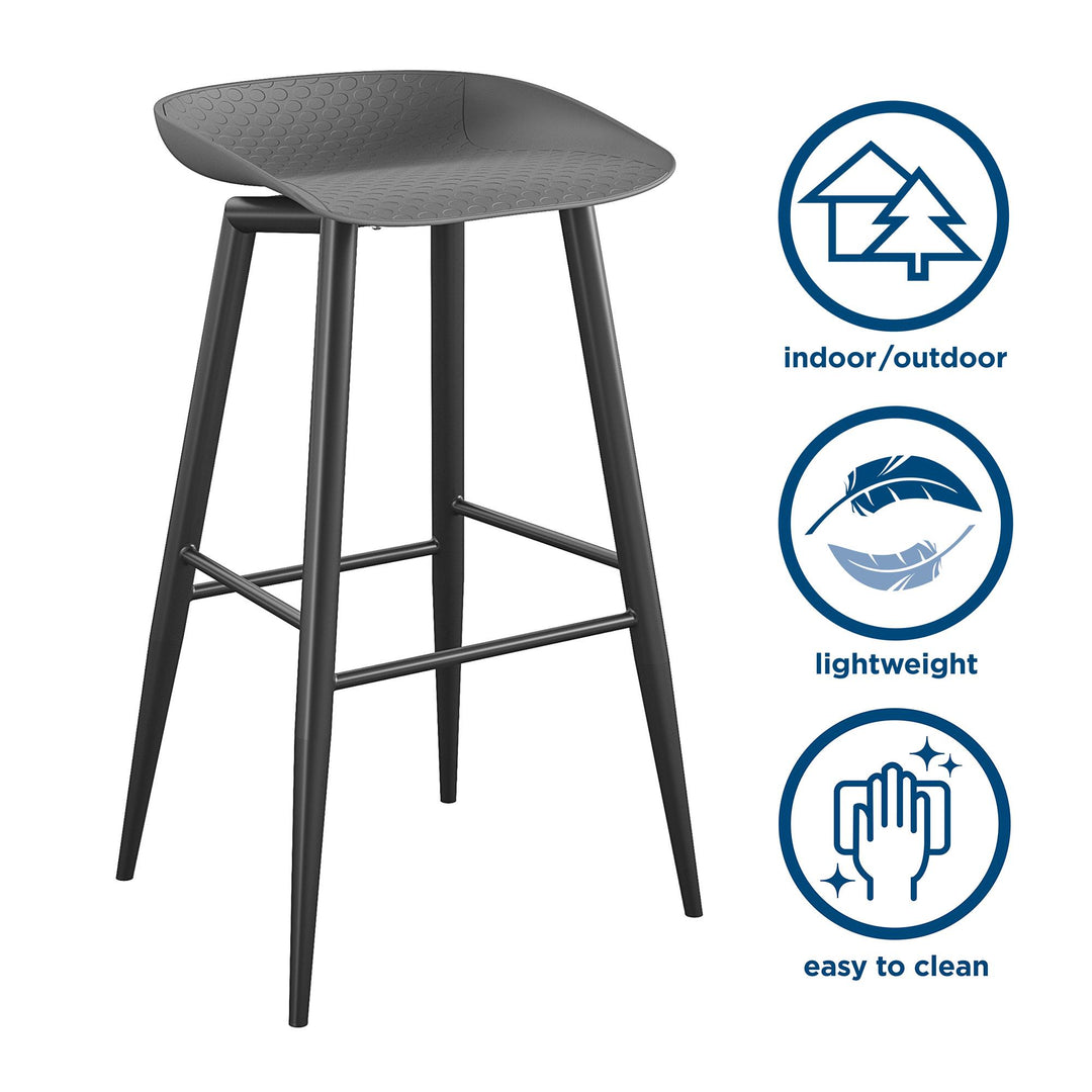 Riley Indoor/Outdoor Bar Stools, 2-Pack - Charcoal - 2-Pack