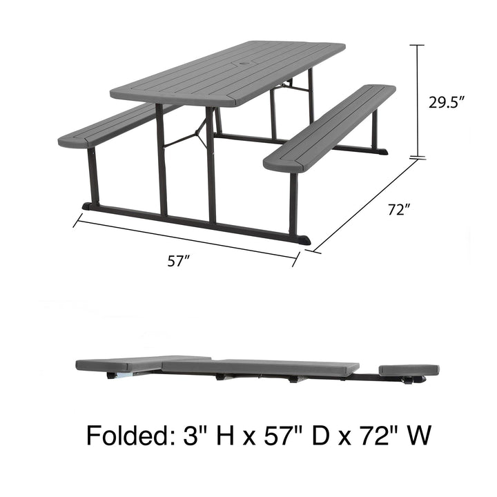folding table with bench seats - Dark Gray
