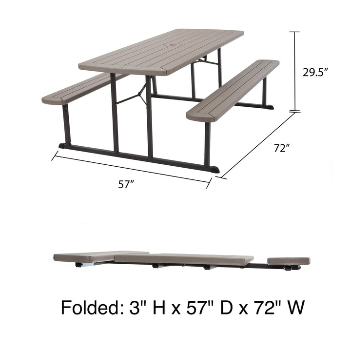 6 ft folding weatherproof bench - Taupe