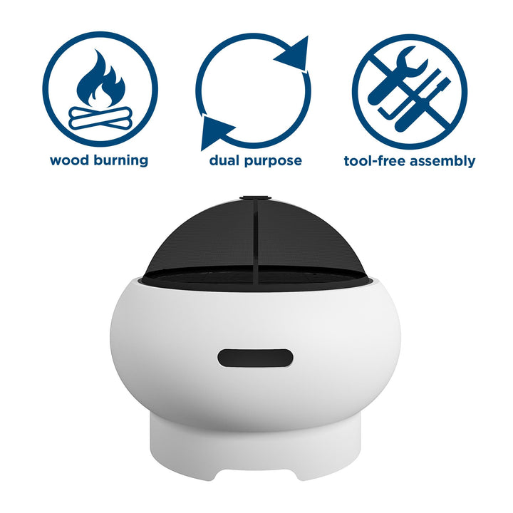 27-in wood burning fire pit - White