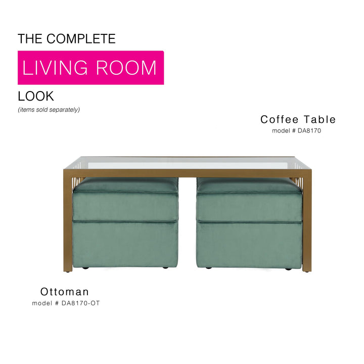Juliette Glass Top Coffee Table with Cut Out Detailing - Brass