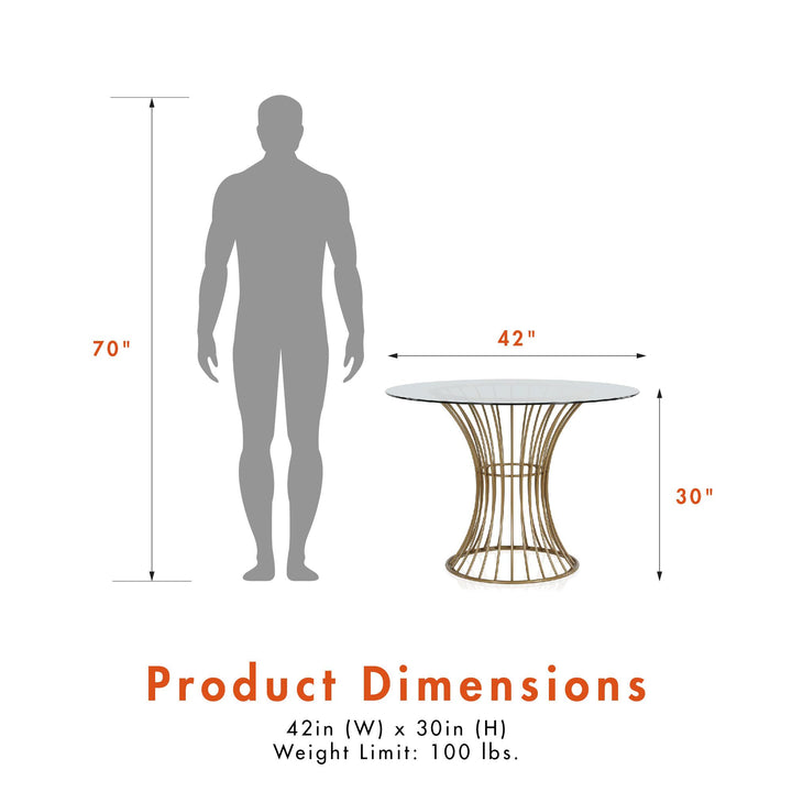 Dining table with glass top -  Brass