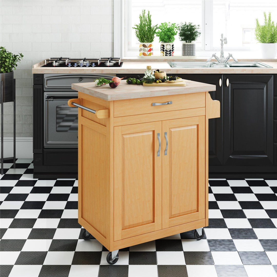 Solid wood top kitchen cart -  Natural
