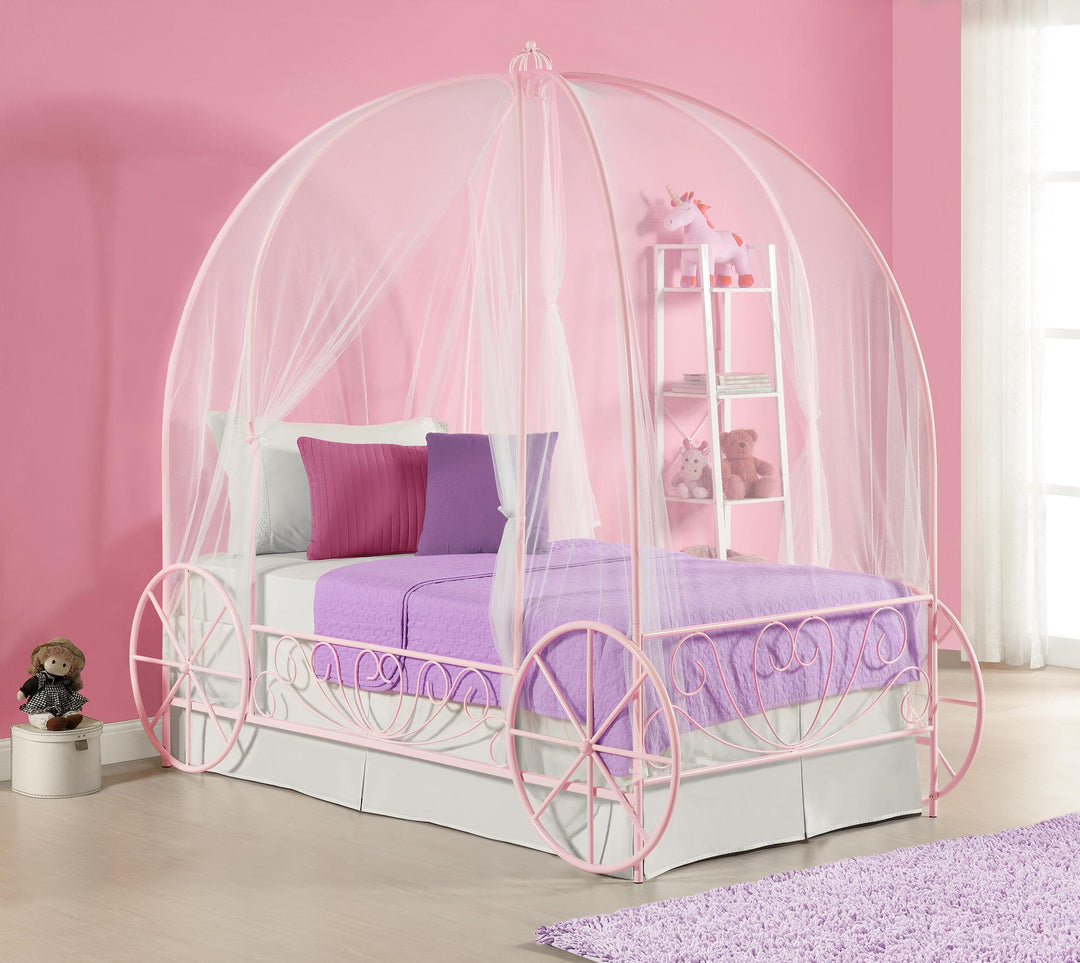 Metal Twin Carriage Bed -  Pink  -  Twin