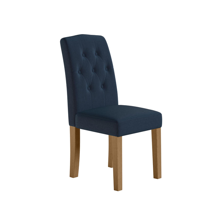 Solid Wood Frame Upholstered Dining Chair -  Navy