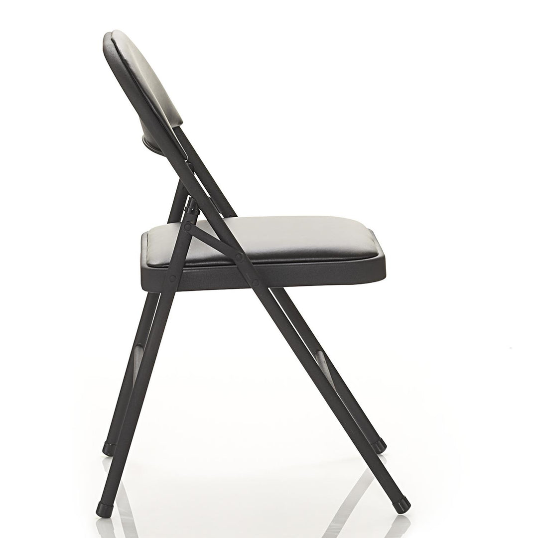 Metal Folding Chair with Vinyl Padding Set -  Black 