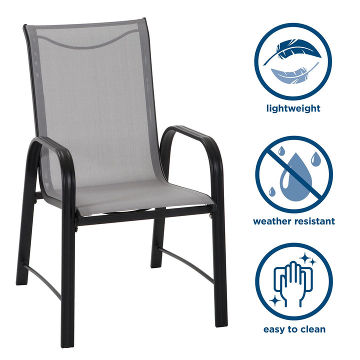 Paloma Outdoor Patio Dining Chairs with Weather Resistant Steel Frame, Set of 6 - Gray