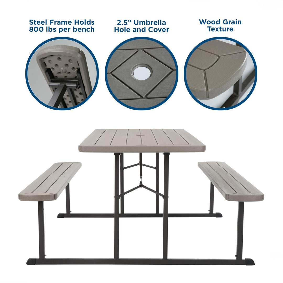 6 foot folding picnic bench - Taupe