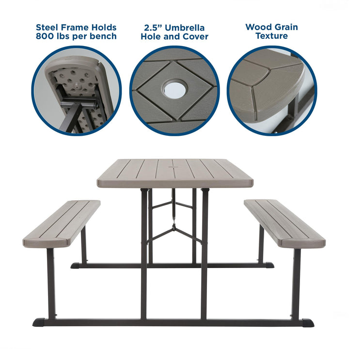 6 foot folding picnic bench - Taupe