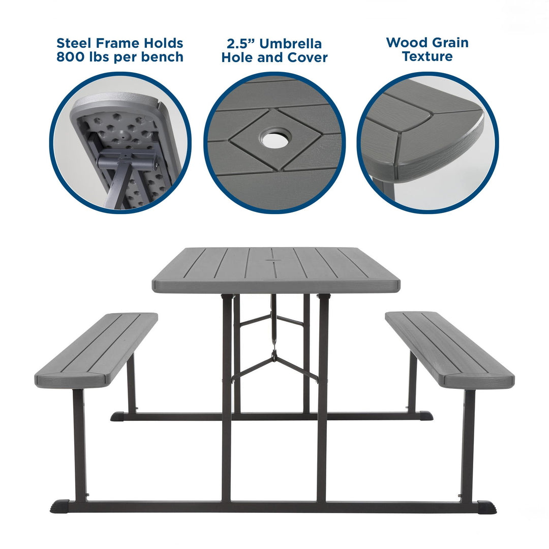 6 ft foldable backyard table - Dark Gray