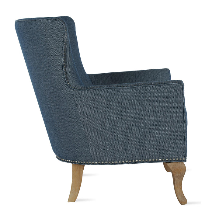 Reva Accent Chair Club Upholstered with Nail Head Trim -  Blue