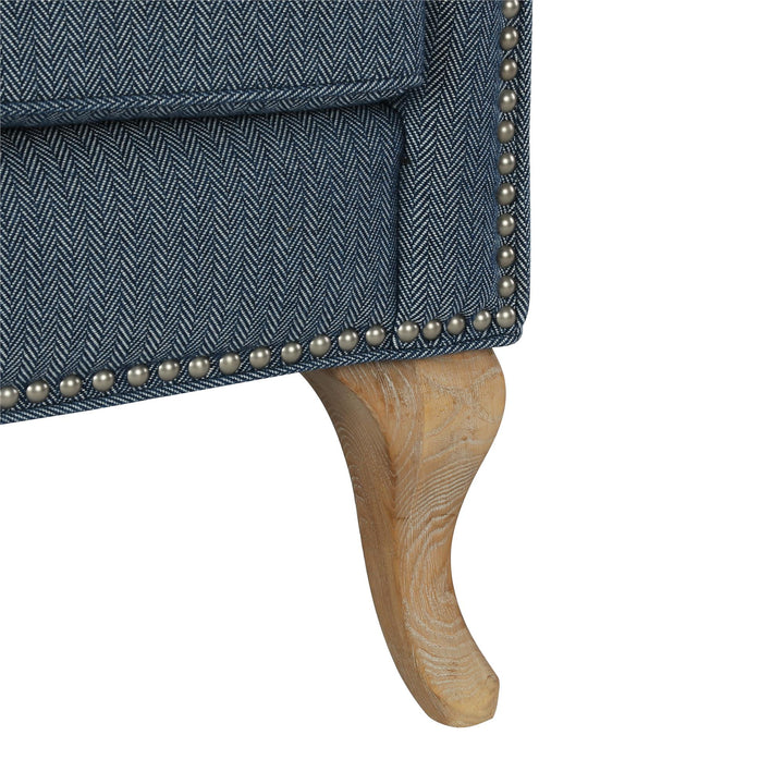 Accent Chair Club Upholstered with Nail Head Trim Reva -  Blue