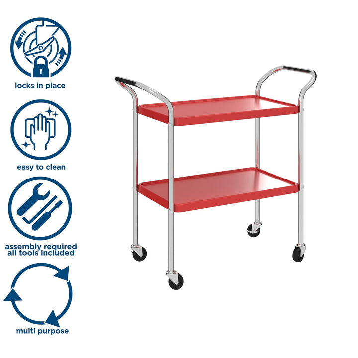 2 tier cart with storage -  Red 