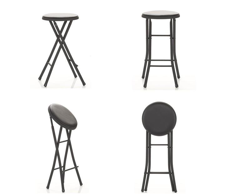 Set of 4 vinyl padded stools -  Black 