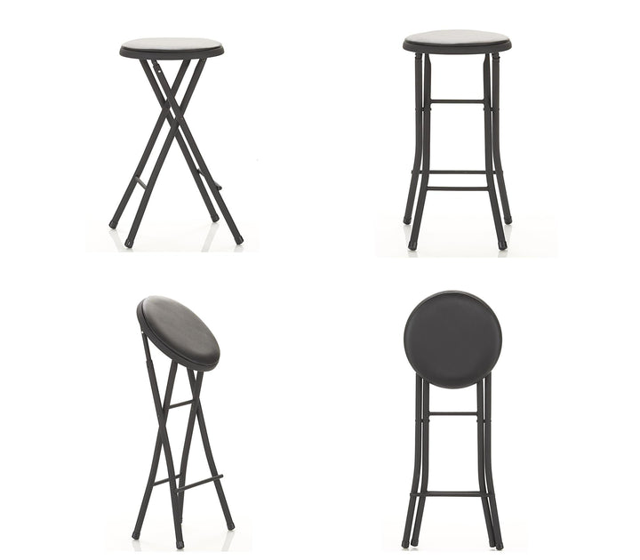 24 Inch Vinyl Padded Folding Stool with 200 lb Weight Capacity, Set of 4 - Black - 4-Pack
