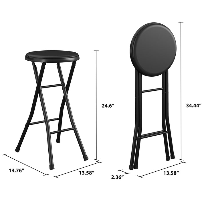 24 Inch Vinyl Padded Folding Stool with 200 lb Weight Capacity, Set of 4 - Black - 4-Pack