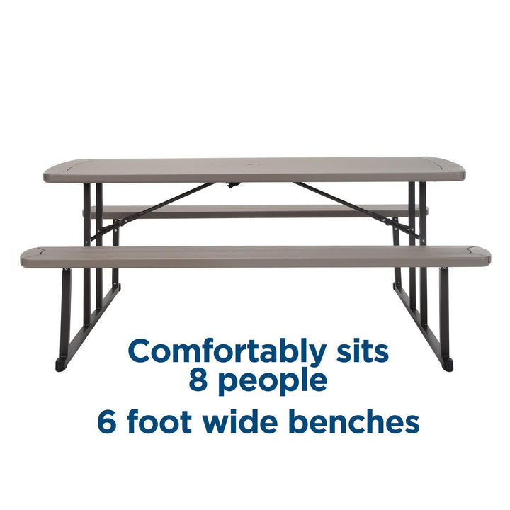 6 ft outdoor folding table - Taupe
