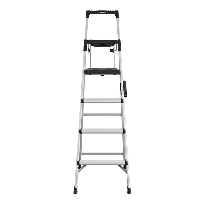 6 Foot Signature Series Lightweight Aluminum Step Ladder  -  Aluminum/Black  -  3 Step 