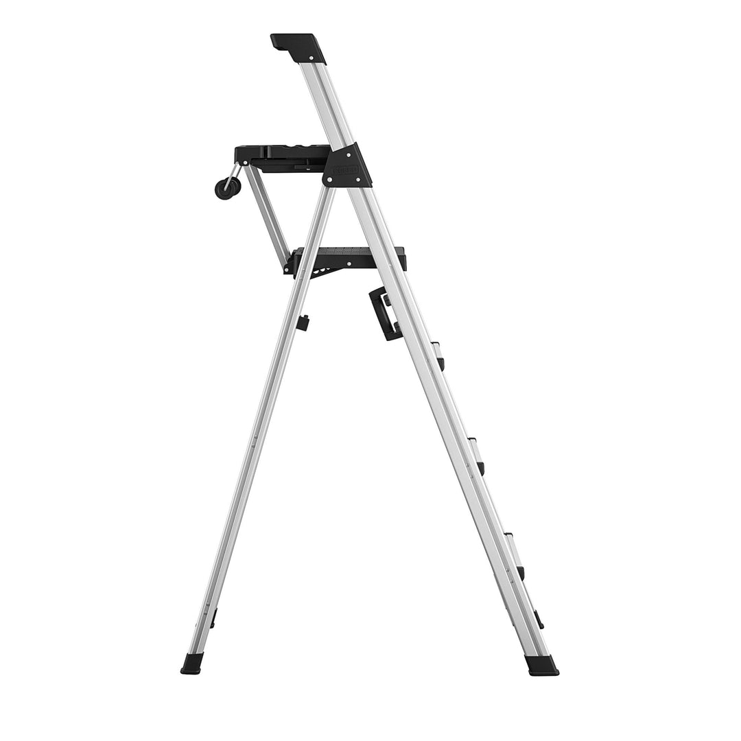6 Foot Step Ladder with Lightweight Aluminum -  Aluminum/Black  -  3 Step 