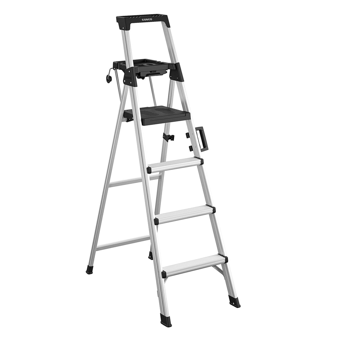 Best Lightweight 6 Foot Aluminum Ladder -  Aluminum/Black  -  3 Step 