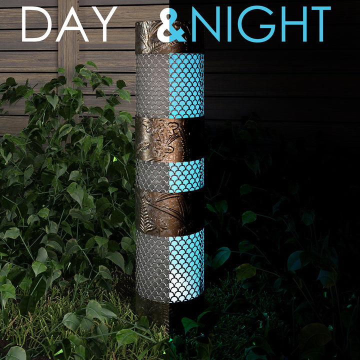Steel column with multi-colored remote light -  Silver