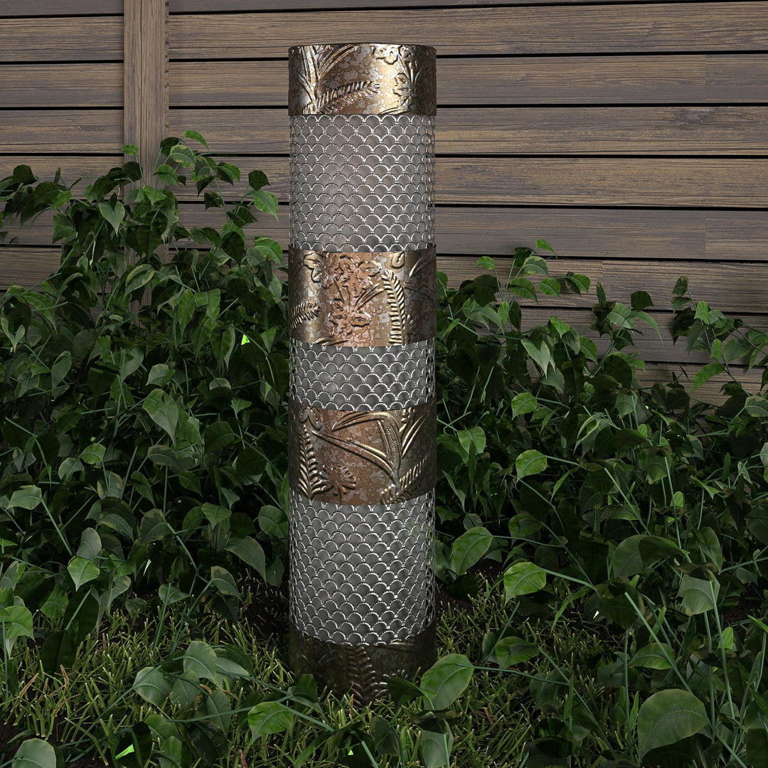 24-inch garden column with lights -  Silver