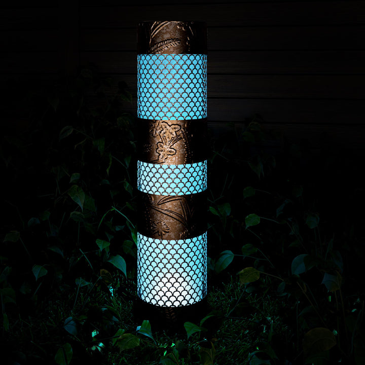 Outdoor steel column with LED lights -  Silver