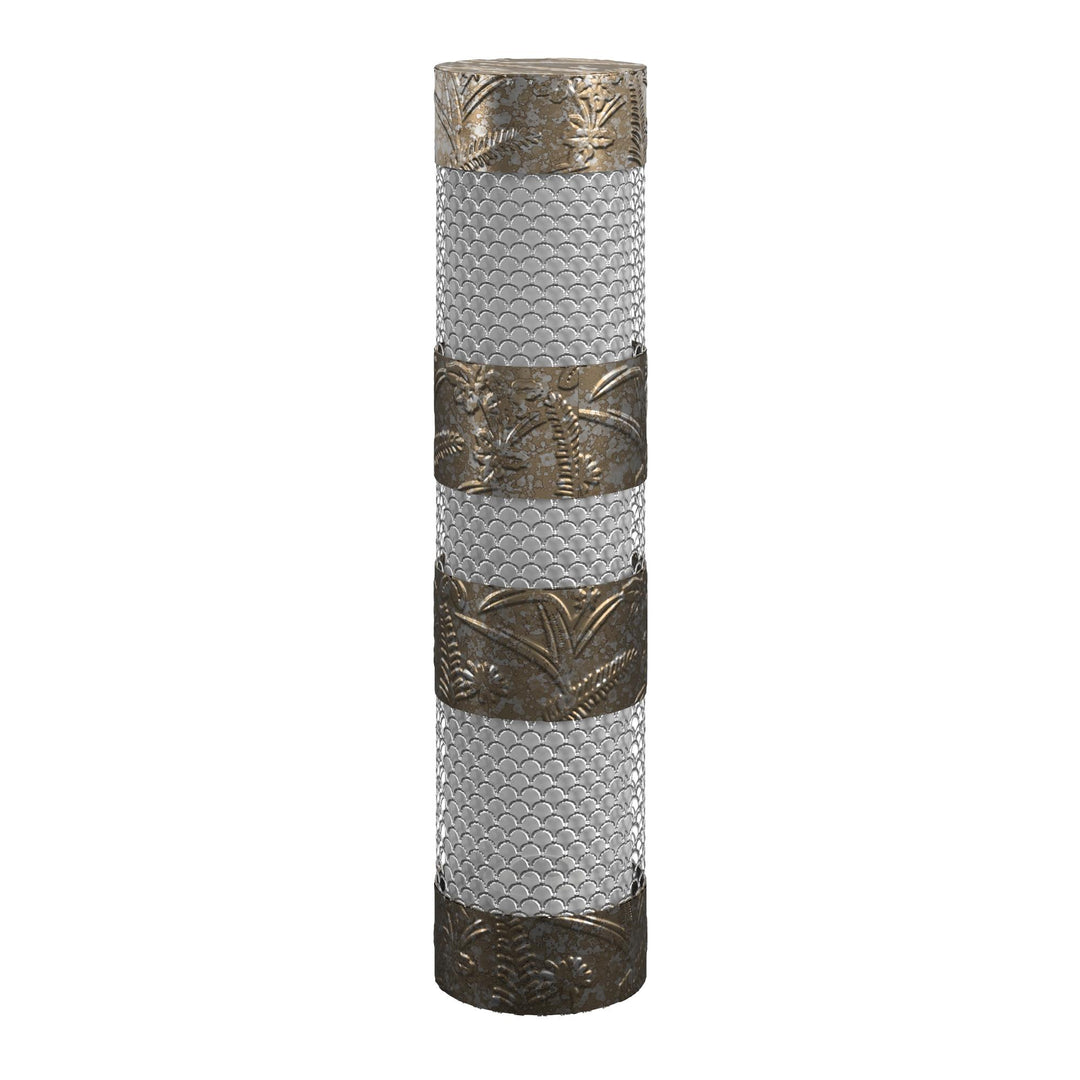 Outdoor Garden Column with Multi-Colored Light and Remote Steel 24 Inch Height  -  Silver