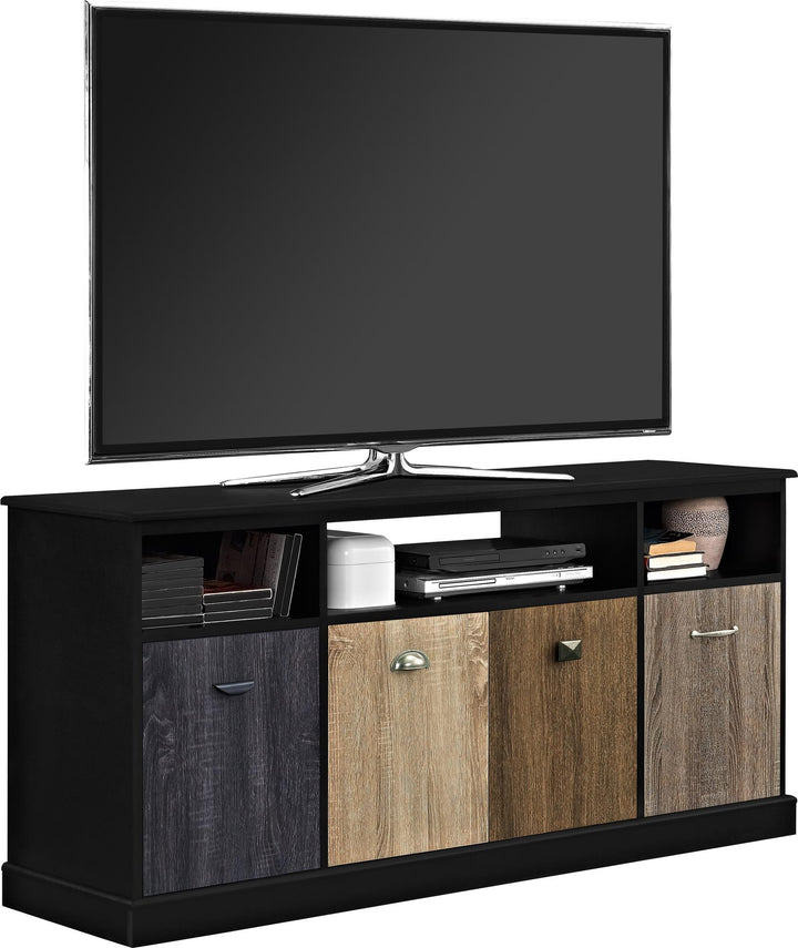 TV stand with four cabinets - Black