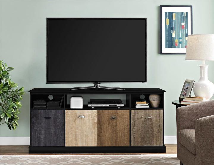 TV Stand with front door cabinet - Black