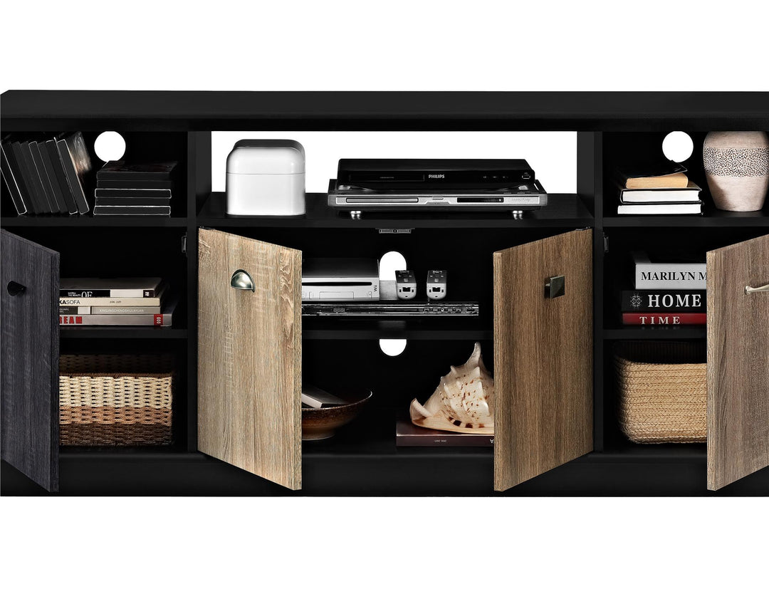 Multicolored front door TV Stand - Black