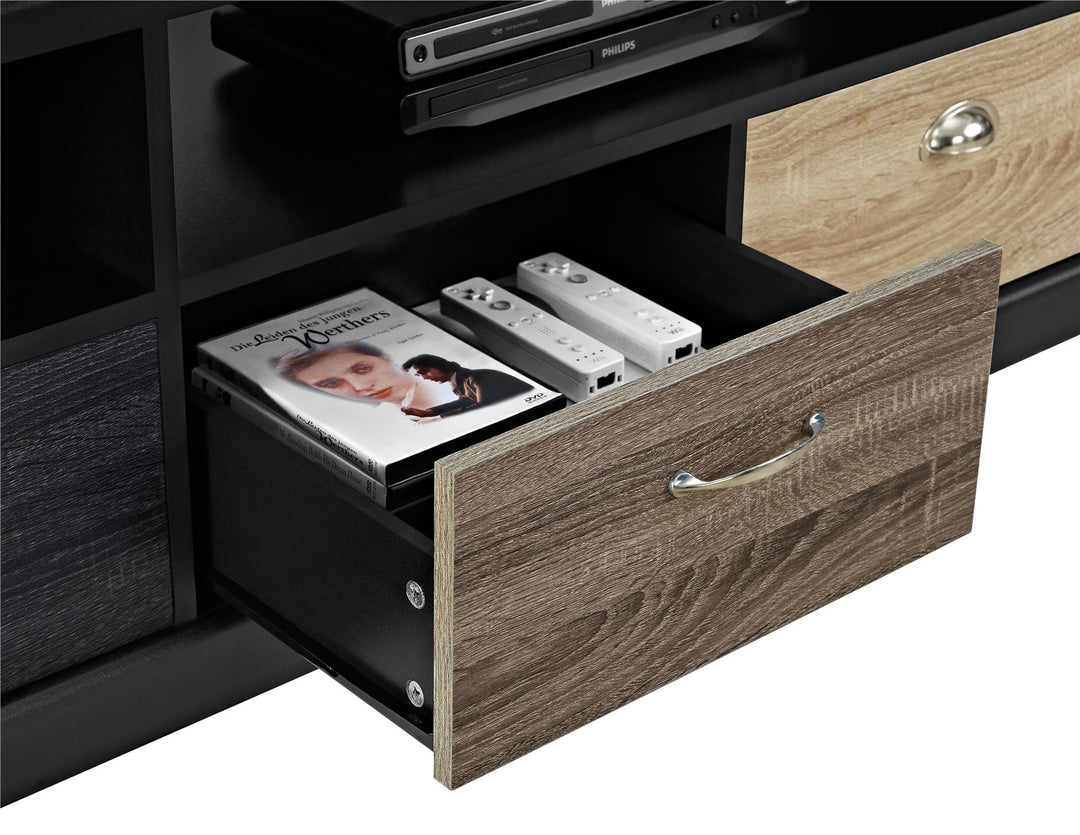 Mercer TV Console with Multicolored Drawer Fronts for TVs up to 65", Black - Black