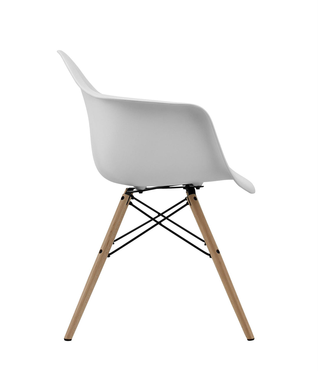 Comfortable chair with wood base -  White