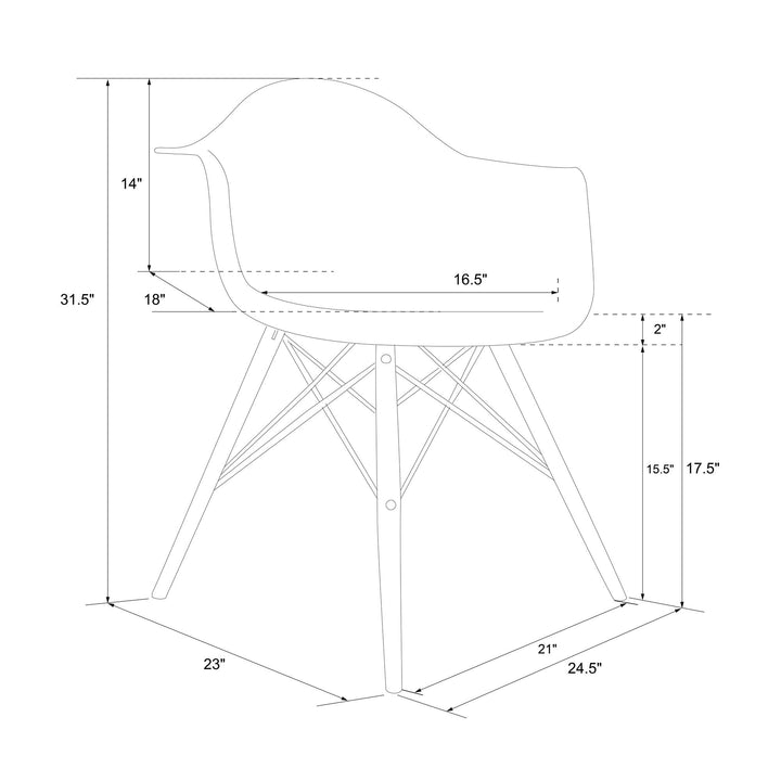 Stylish wooden legged armchair -  White