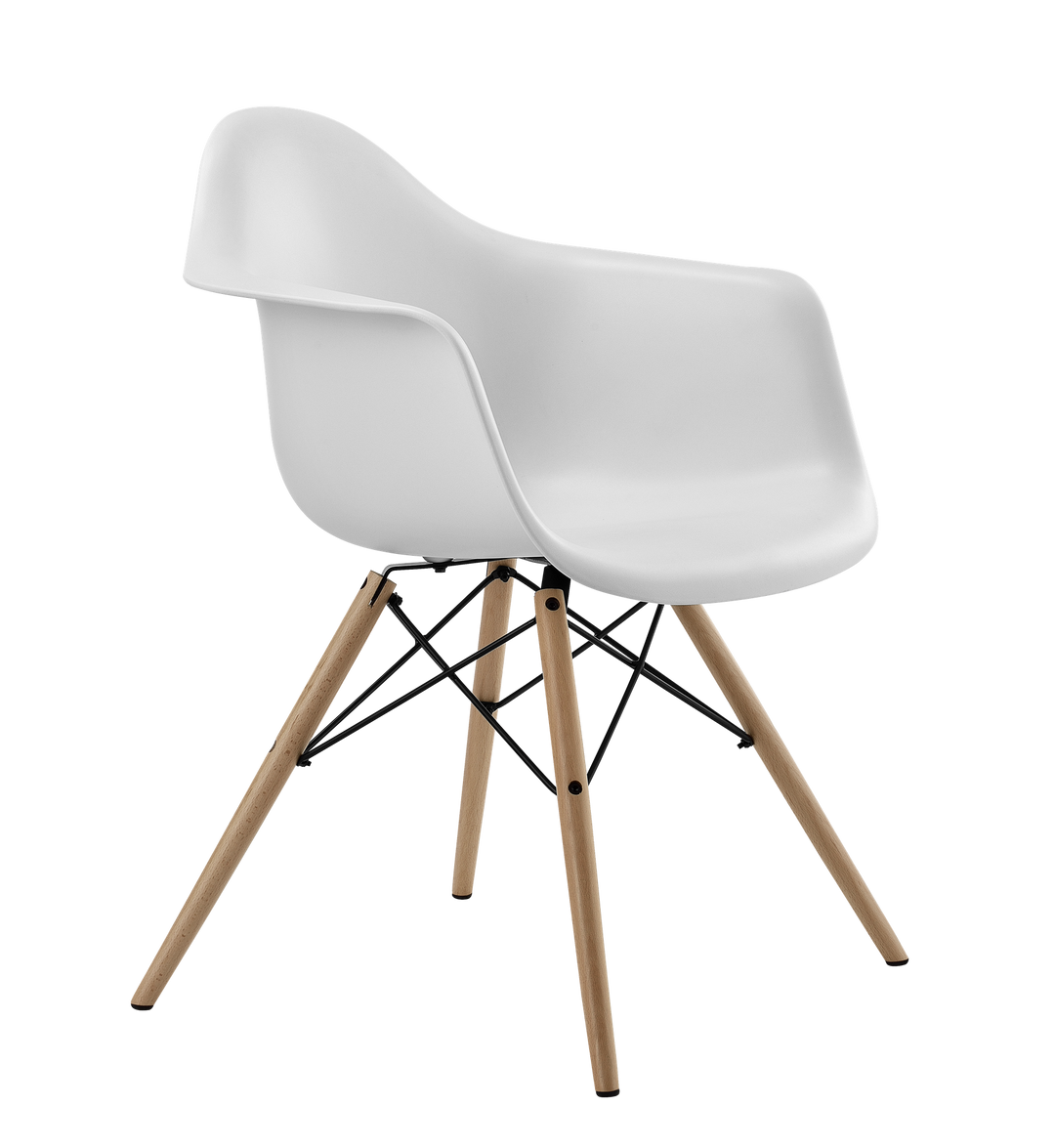 Retro molded chair with arms -  White