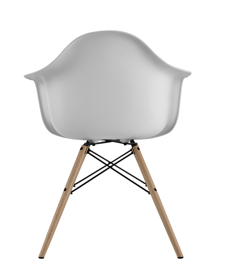 Molded chair with wooden legs -  White