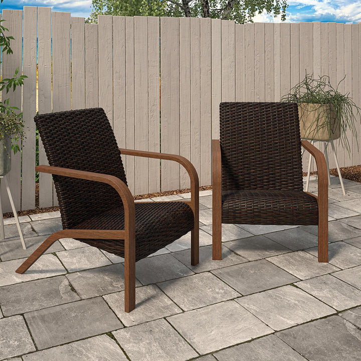 Deals on set of 2 patio lounge chairs -  Dark Brown