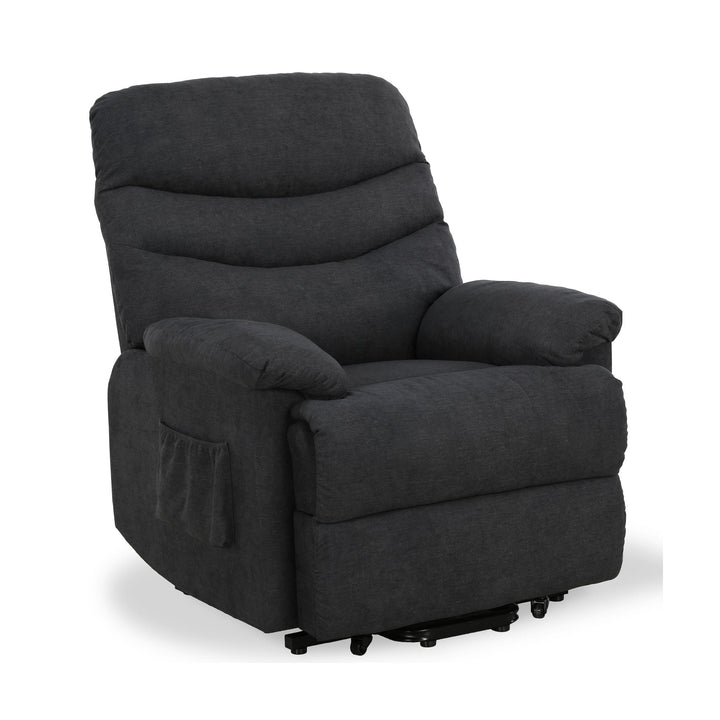 Upholstered Lift Recliner with Remote -  Charcoal