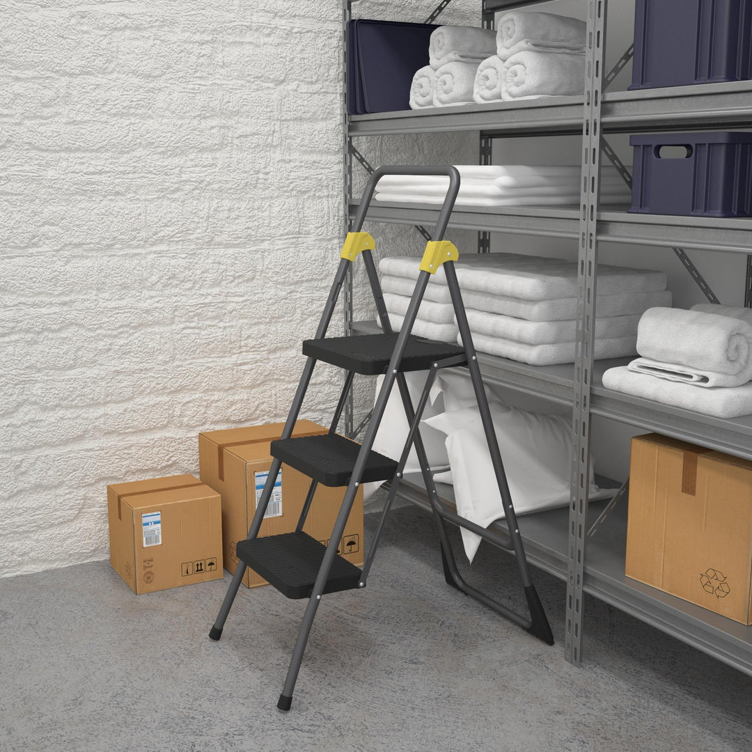 3-Step Folding Steel Commercial Step Stool -  N/A