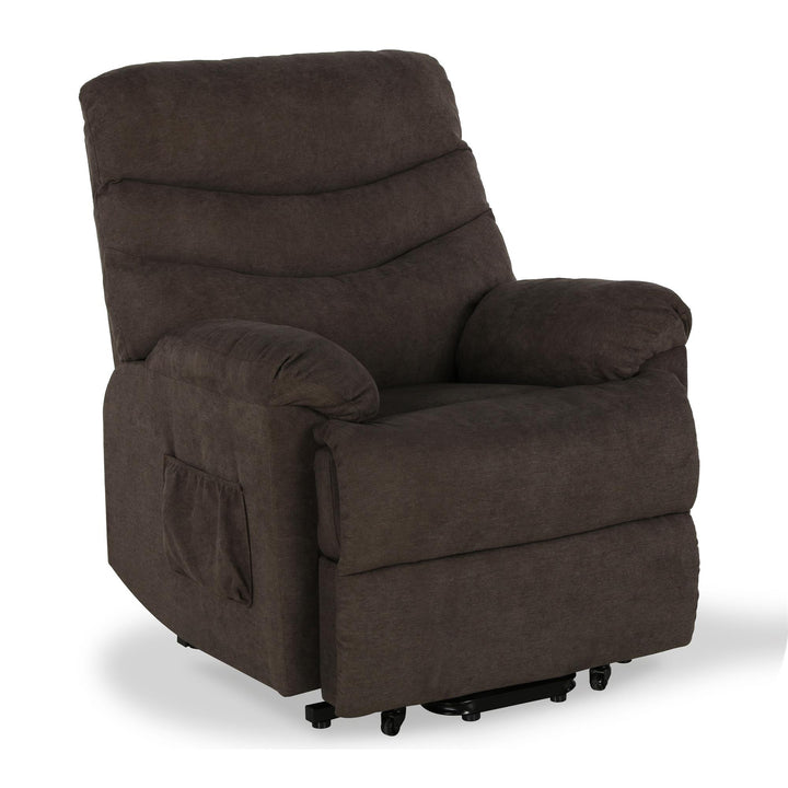 Upholstered Lift Recliner with Remote -  Brown