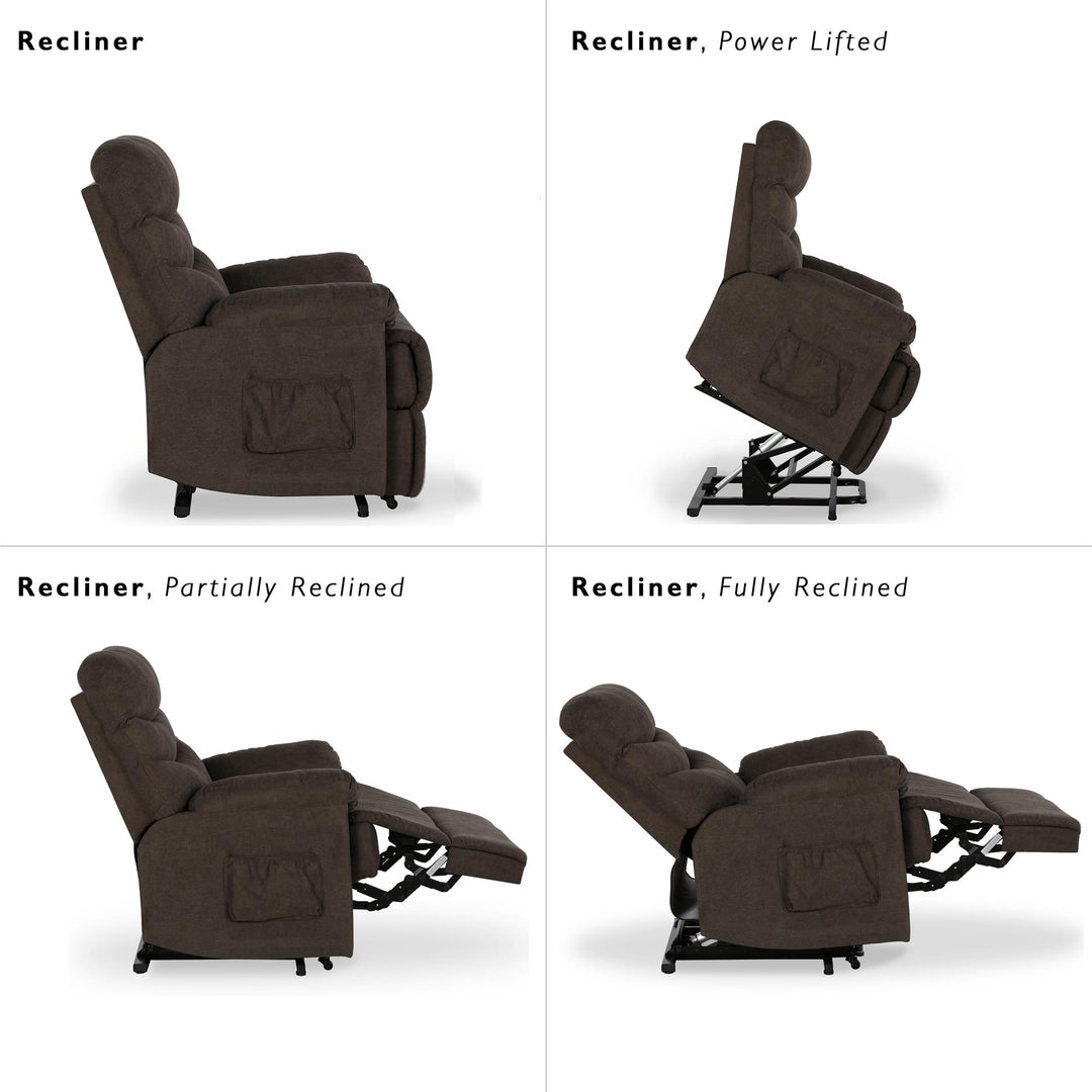 Best Upholstered Power Lift Recliner -  Brown