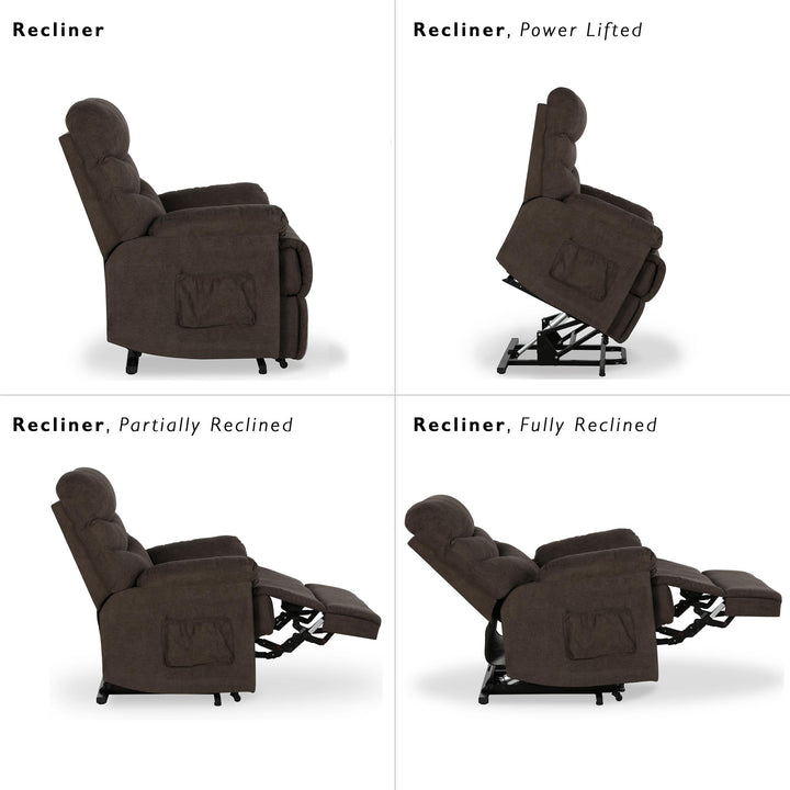 Best Upholstered Power Lift Recliner -  Brown