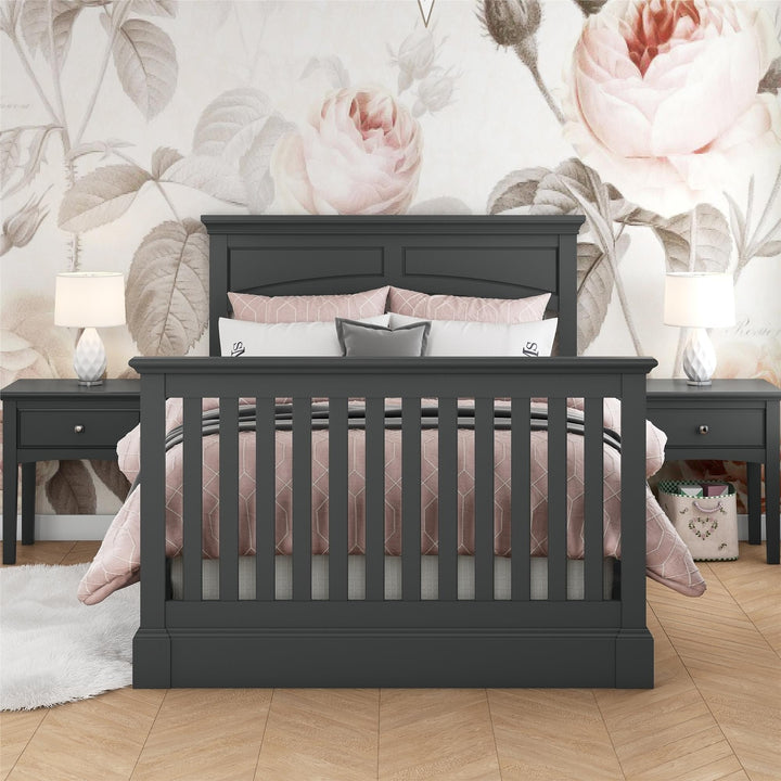Fairhaven Full Size Wood Bed Rails to Convert Crib into a Bed - Slate Gray