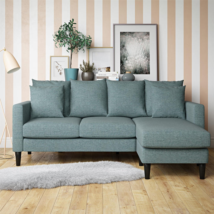 Elegant Reversible Sectional Sofa Couch -  Teal