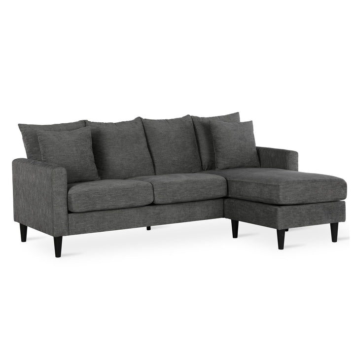 Sectional Sofa Couch with Throw Pillows -  Gray