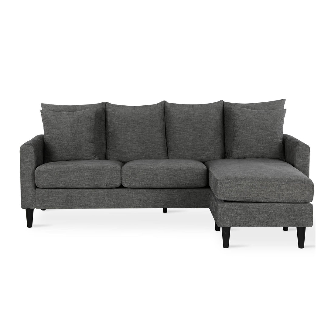 Forbin Reversible Sectional Sofa Couch with 2 Throw Pillows  -  Gray