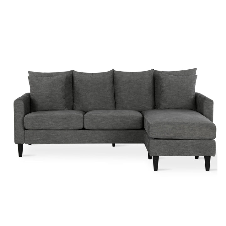 Forbin Reversible Sectional Sofa Couch with 2 Throw Pillows  -  Gray
