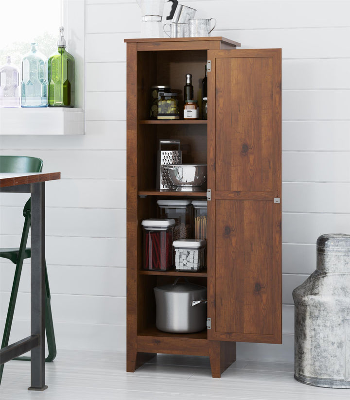 Single Door Pantry Cabinet with 4 Shelves -  Old Fashion Pine