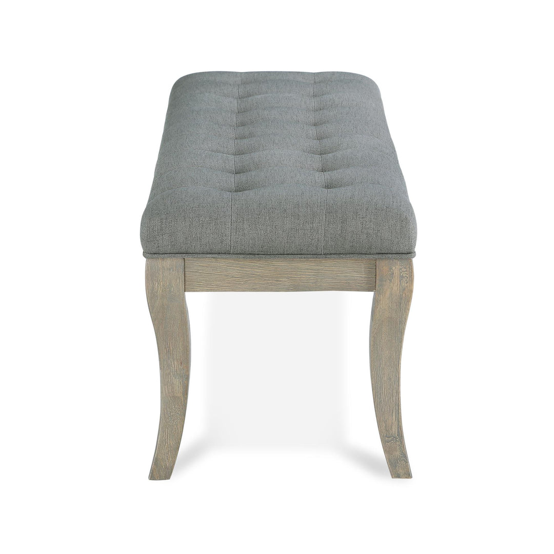 Stylish wooden bench with upholstered seat -  Taupe