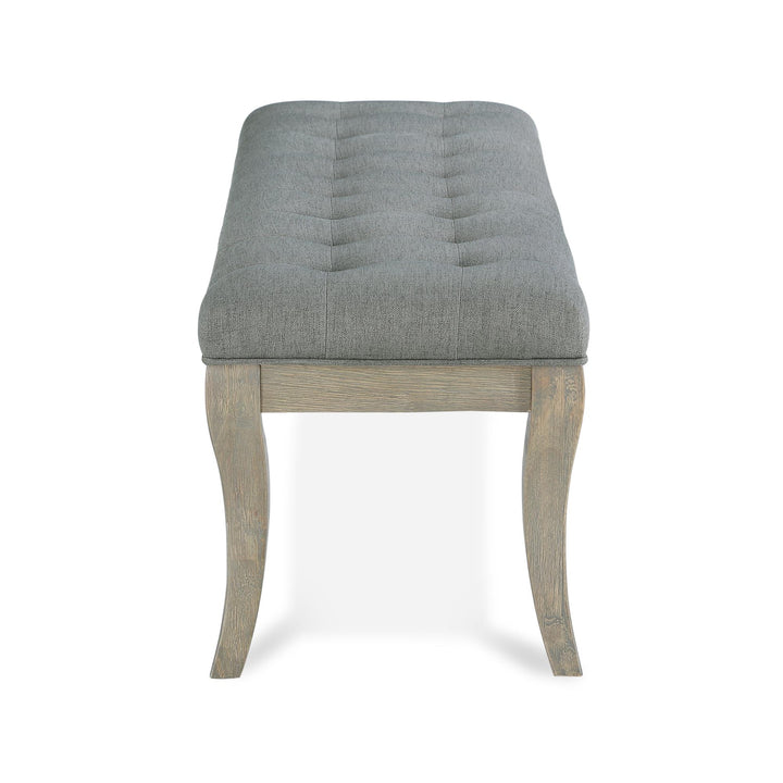 Stylish wooden bench with upholstered seat -  Taupe